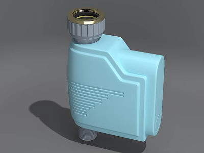 Light Blue Mechanical Component With Gold Silver Top And Textured Angular Design 3d model
