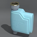 Light Blue Mechanical Component With Gold Silver Top And Textured Angular Design