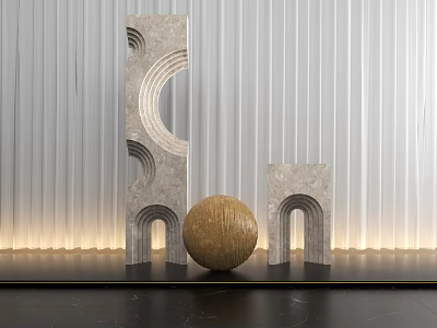 Geometric Arch Hollow Stone Ornament Set With Woven Sphere Modern Minimalist Home Decor 3d model