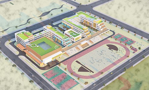 Modern School 3d model