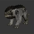 3D Game Movie Character Gray Reptile Creature With Black Spikes Spots And Sharp Claws