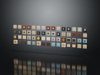 Colorful Modern Switch Panels With Various Designs And Neat Home Arrangement 3d model