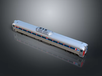 Silver Streamlined Train Model With Blue Red Stripes And Modern Design 3d model