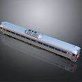 Silver Streamlined Train Model With Blue Red Stripes And Modern Design