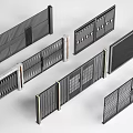 Various Modern Entrance Gates With Stylish Grille And Panel Design Features 3d model