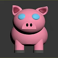 Pink Piggy Bank Toy With Blue Eyes And Shiny Surface Design