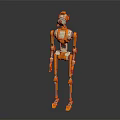 Orange And White Mechanical Humanoid Robot Figure With Detailed Joint Design Standing Pose