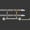 Military Transport Vehicle Trailer Equipped With Multiple Missiles And Wheels