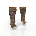 Medieval Fantasy Leather Combat Boots With Decorative Straps And Protective Armor