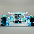 VICMEE Modern Exhibition Booth Design With Blue White Arc Structure And Display Area