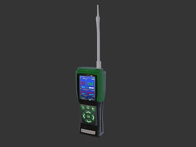 Portable Industrial Gas Detector With Green Black Design And Digital Display Probe 3d model