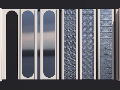 Modern Glass Room Dividers With Various Stylish Patterned Panel Designs 3d model