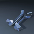 Two Abstract Metallic Geometric Objects with Sleek Reflective Surfaces on Dark Background