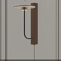 Modern Wooden Wall Mounted Lamp With Round Shade For Interior Design 3d model