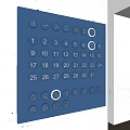 Blue Wall Mounted Digital Keypad Panel With Numbered Buttons And Indicators 3d model
