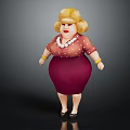 Cartoon Female Character With Blonde Curly Hair Pearl Necklace Polka Dot Top And Maroon Skirt