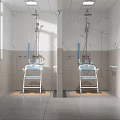 Other Bathroom Interior With Shower Chairs Grab Bars Ceramic Tiles And Window Lighting