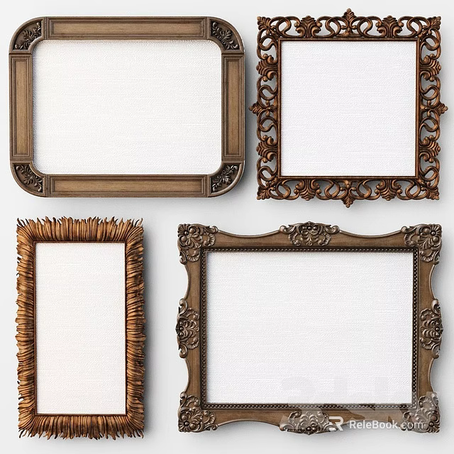 Decorative Mirror Frames with Various Ornate and Vintage Design Styles 3d model
