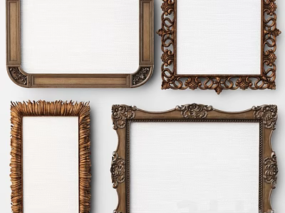 Decorative Mirror Frames with Various Ornate and Vintage Design Styles 3d model