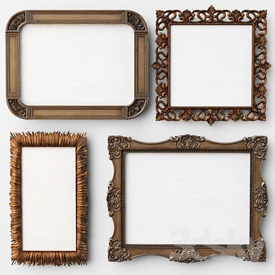 Decorative Mirror Frames with Various Ornate and Vintage Design Styles 3d model
