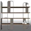 Modern Bookshelf With Metal Frame And Wooden Shelves Featuring Vases And Books
