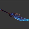 Fantasy Polearm Weapon With Blue Glowing Sharp Blade And Decorative Handle 3d model