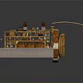 Cartoon Wooden Store Scene With Double Doors Barrels Shelves And Red Checkered Carpet