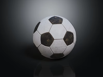 Classic Black And White Soccer Ball With Textured Surface On Dark Reflective Background 3d model