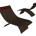 Modern Wooden Lounge Chair With Curved Frame And Red Cushion Design