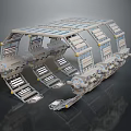 Cartoon Style Mechanical Scene With Building Block Tracks And Sci Fi Frame Structure