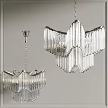 Elegant Modern Crystal Chandelier With Geometric Design And Transparent Glass Elements