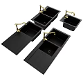 Black Kitchen Sinks With Gold Faucets Modern Design And Cover Worktops