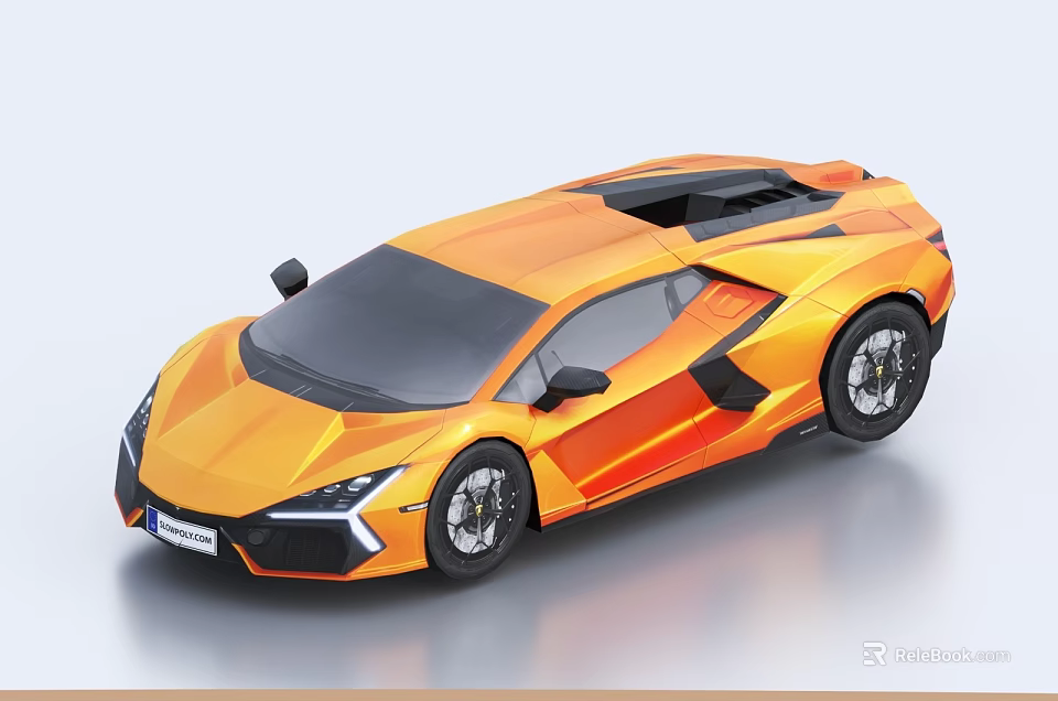 Orange Sports Car With Sleek Aerodynamic Design And Black Roof Stylish Wheels 3d model 