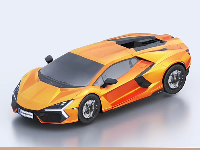 Orange Sports Car With Sleek Aerodynamic Design And Black Roof Stylish Wheels 3d model