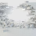 Modern Building Exterior Wall Design With White Brick And 3D Geometric Patterns 3d model