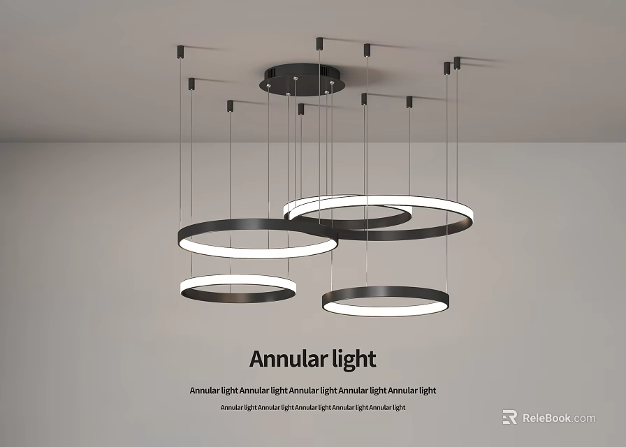 Modern Annular Chandelier With Multiple Rings And Contemporary Ceiling Light Design 3d model 