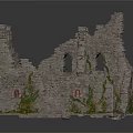 Ancient Stone Castle Ruins with Ivy Covered Walls Towers and Arched Windows
