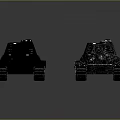 Military Vehicles Two Tanks With Blue Exterior And Camouflage Color Patterns