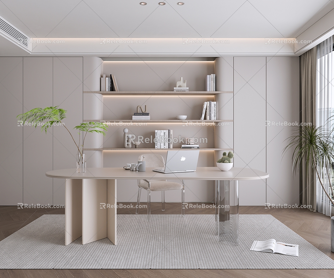 Modern cream wind consulting room office study 3d model