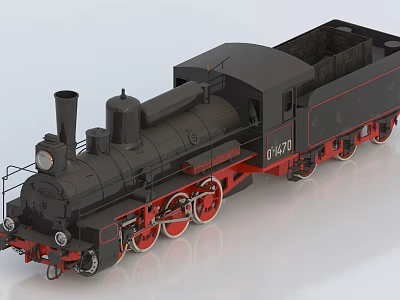 Detailed Vintage Steam Train Model With Black Body Red Wheels And 0-4-0 Numbering 3d model