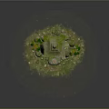 Japanese Stone Lantern Garden Scene With Moss Candles Stones And Green Plants