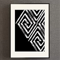 Black And White Geometric Pattern Decorative Wall Art With Framed Design 3d model