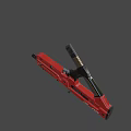 Red R-99 Gun Detailed View On Black Background With Magazine And Grip Design