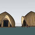 Modern Wooden Domed Homestay Buildings With Water Reflection And Design