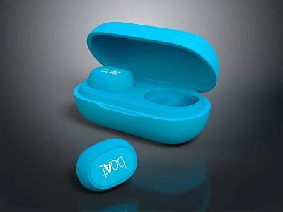 Modern Blue Wireless Earbuds With Open Charging Case Electronic Accessories Design 3d model