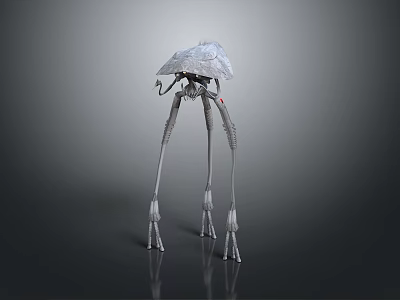 Unique Modern Sculpture with Long Slender Legs and Umbrella Like Top Intricate Details 3d model