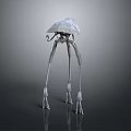 Unique Modern Sculpture with Long Slender Legs and Umbrella Like Top Intricate Details