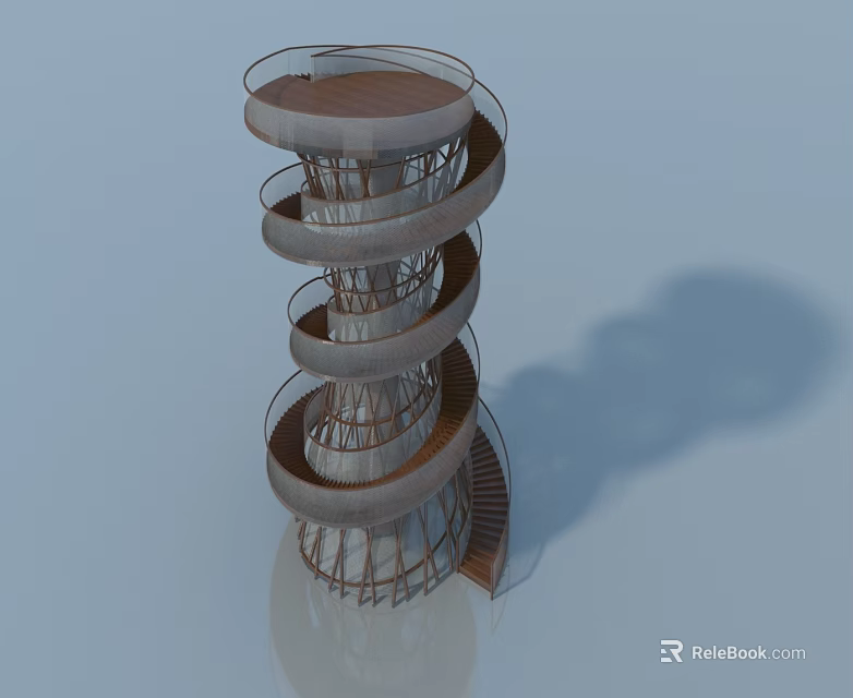 Modern Swing Door With Wooden Frame And Curved Structure Design Elements 3d model