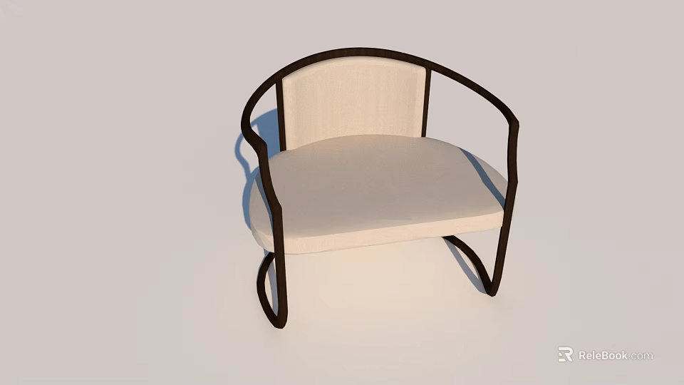 Stylish Lounge Chair With Curved Armrests Light Beige Cushion And Minimalist Design 3d model 
