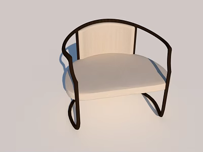 Stylish Lounge Chair With Curved Armrests Light Beige Cushion And Minimalist Design 3d model